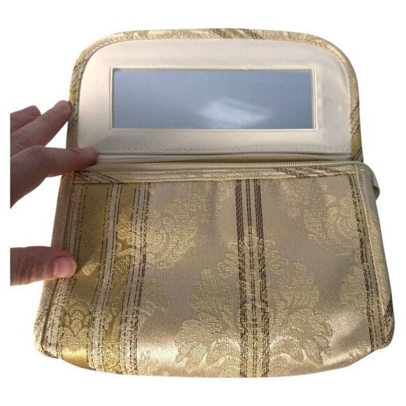 vintage 3 piece makeup bag travel‎ set gold design EUC - Picture 7 of 8